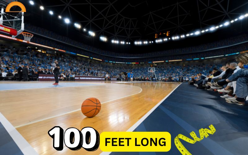 A standard NBA basketball court measures 94 feet in length, making it an excellent approximation of 100 feet.