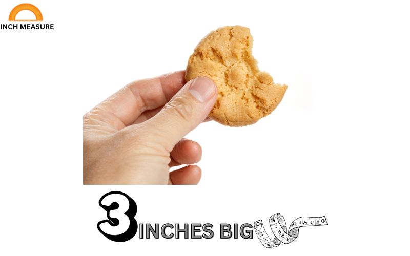 In baking, a small cookie, such as a chocolate chip or sugar cookie, often has a diameter of about 3 inches when baked.