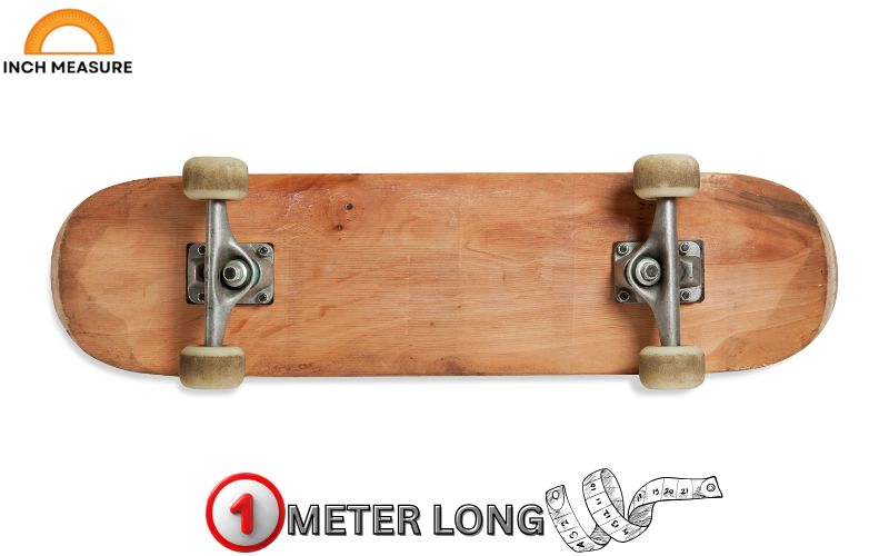 A standard adult skateboard is approximately one meter long, typically 80–100 cm. 