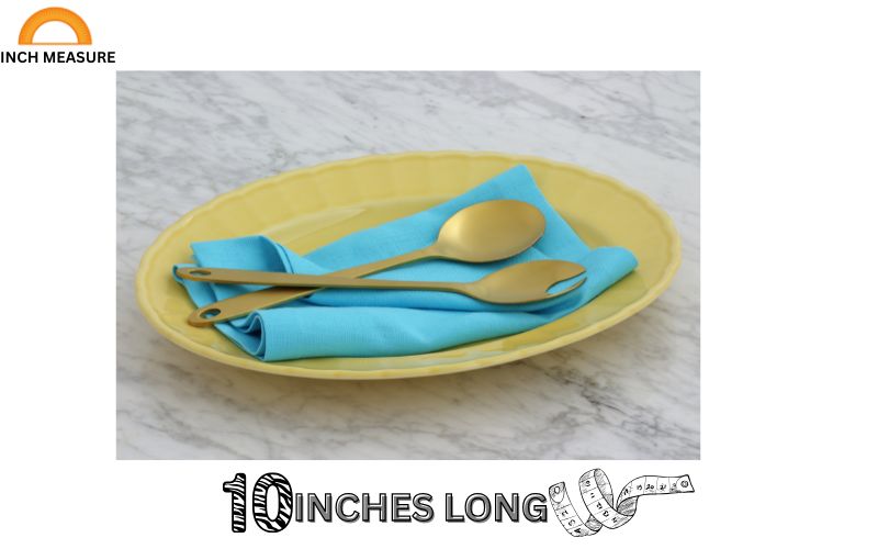 A small serving platter, often used for appetizers or desserts, may measure about 10 inches in length or diameter. 
