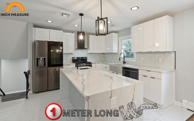 Most kitchen countertops are about one meter high, providing an ergonomic workspace for food preparation.