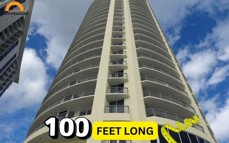 The height of a 10-story building is approximately 100 feet.