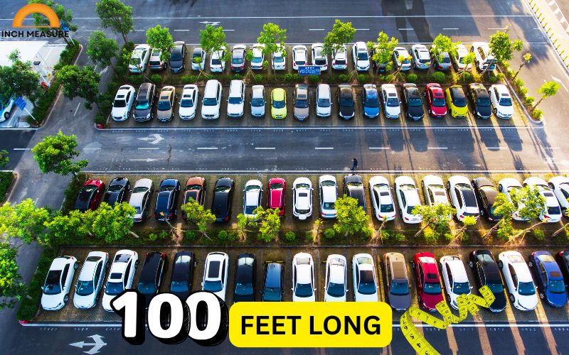 A typical car is about 15–20 feet long, depending on the make and model (e.g., a compact car might be 15 feet, while an SUV could be closer to 20 feet). If you line up 20 compact cars end-to-end, the total length is approximately 100 feet (20 cars × 5 feet per car = 100 feet).