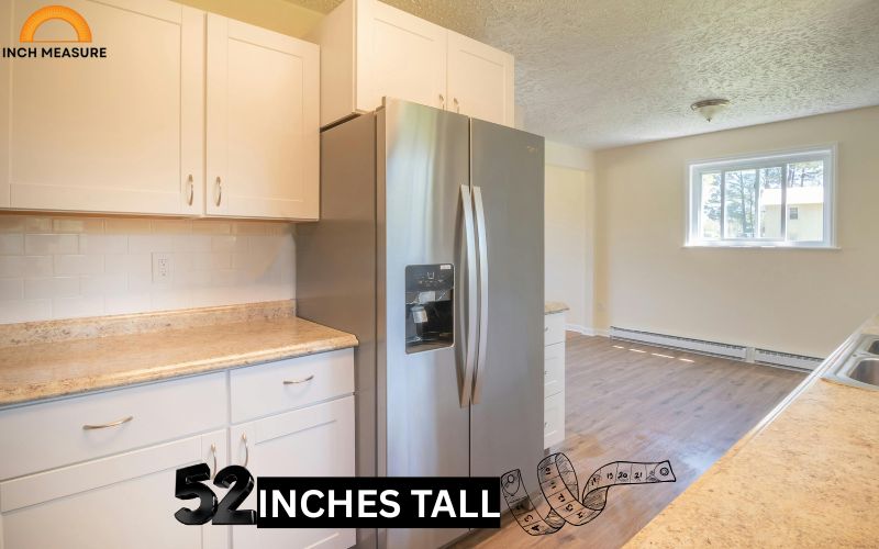 Some mid-sized refrigerators, particularly compact or apartment-sized models, stand at approximately 52 inches tall.