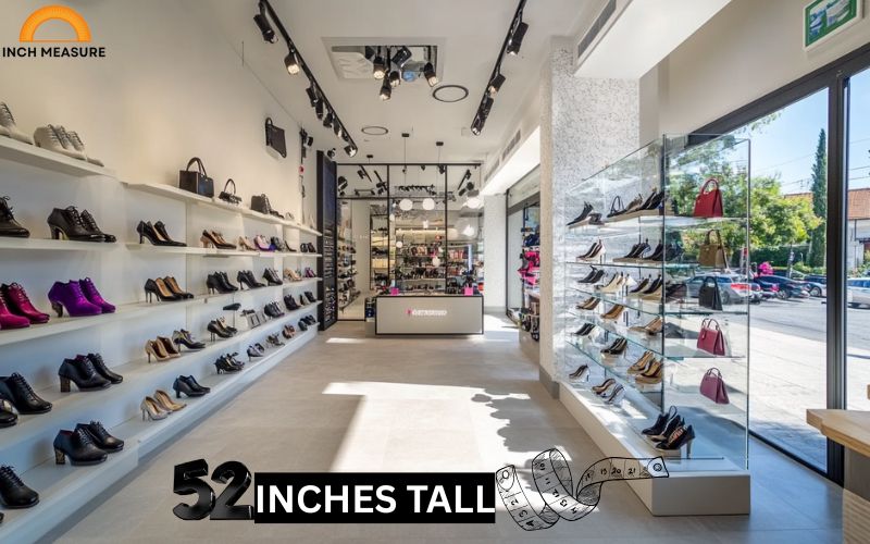 Retail display racks, used in stores for clothing, accessories, or other merchandise, often measure around 52 inches in height.