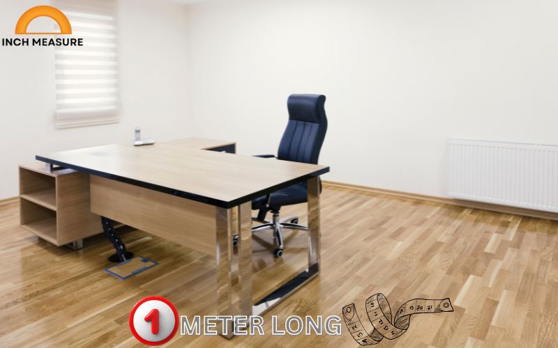 The depth of a standard office desk is often around one meter, providing sufficient workspace for computers, documents, and supplies. 