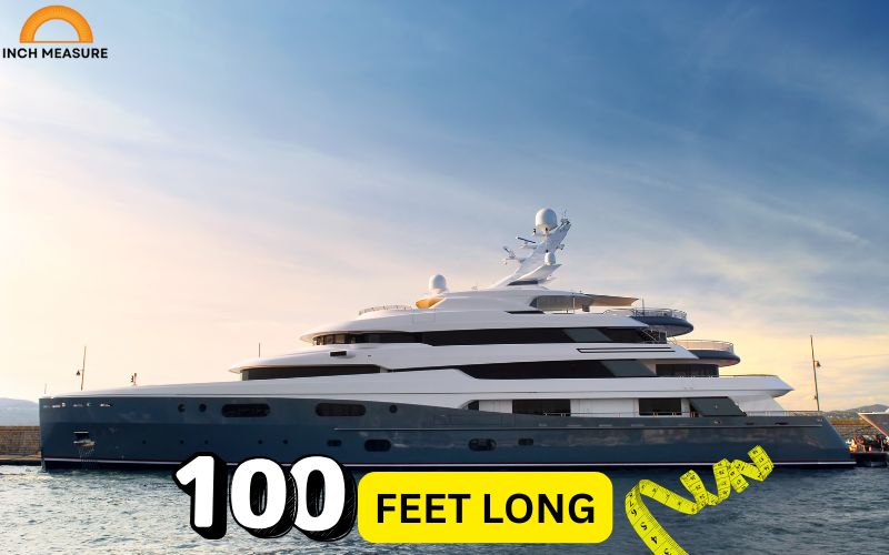 A large yacht, such as those used for luxury cruises or private charters, is often around 100 feet long.