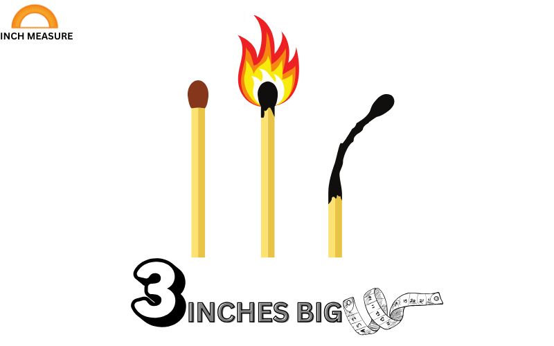 A standard wooden matchstick, used for lighting candles or fires, is typically about 3 inches long.