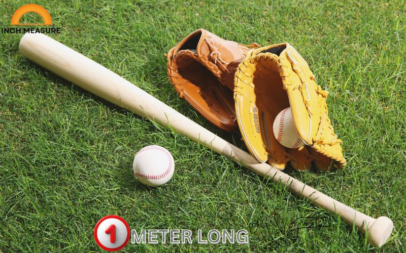 A standard adult baseball bat is approximately one meter long, typically 84–110 cm depending on the player’s preference. 