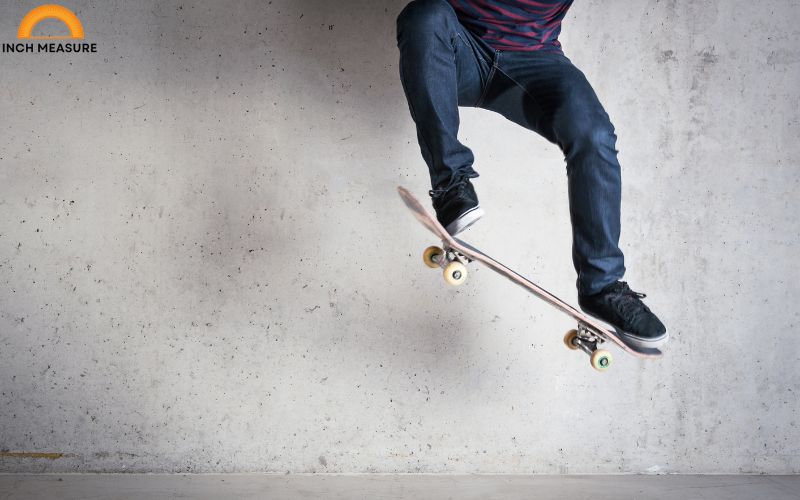 A skateboard deck typically measures about 18 inches in width.
