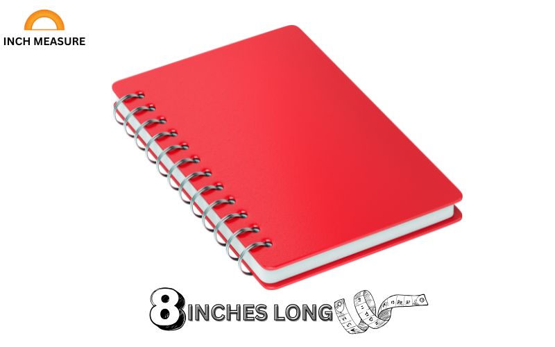 A standard notebook, like those used for journaling or sketching, often measures about 8 inches in height or width