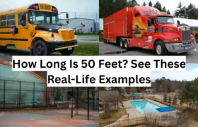 visual examples showing what 50 feet looks like in real life — bus, truck, basketball court, swimming pool